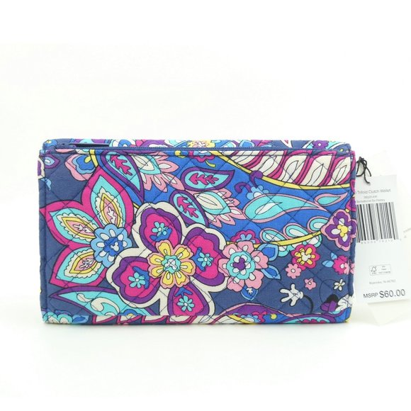 Vera Bradley Sensational Six Paisley RFID Trifold Clutch Wallet NWT - Picture 2 of 5